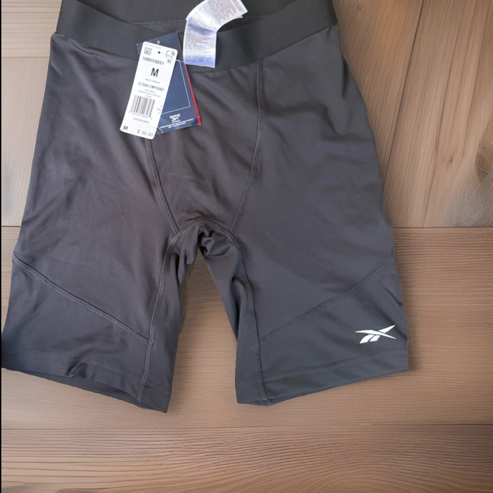 Reebok Black Performance Compression Shorts with White Logo